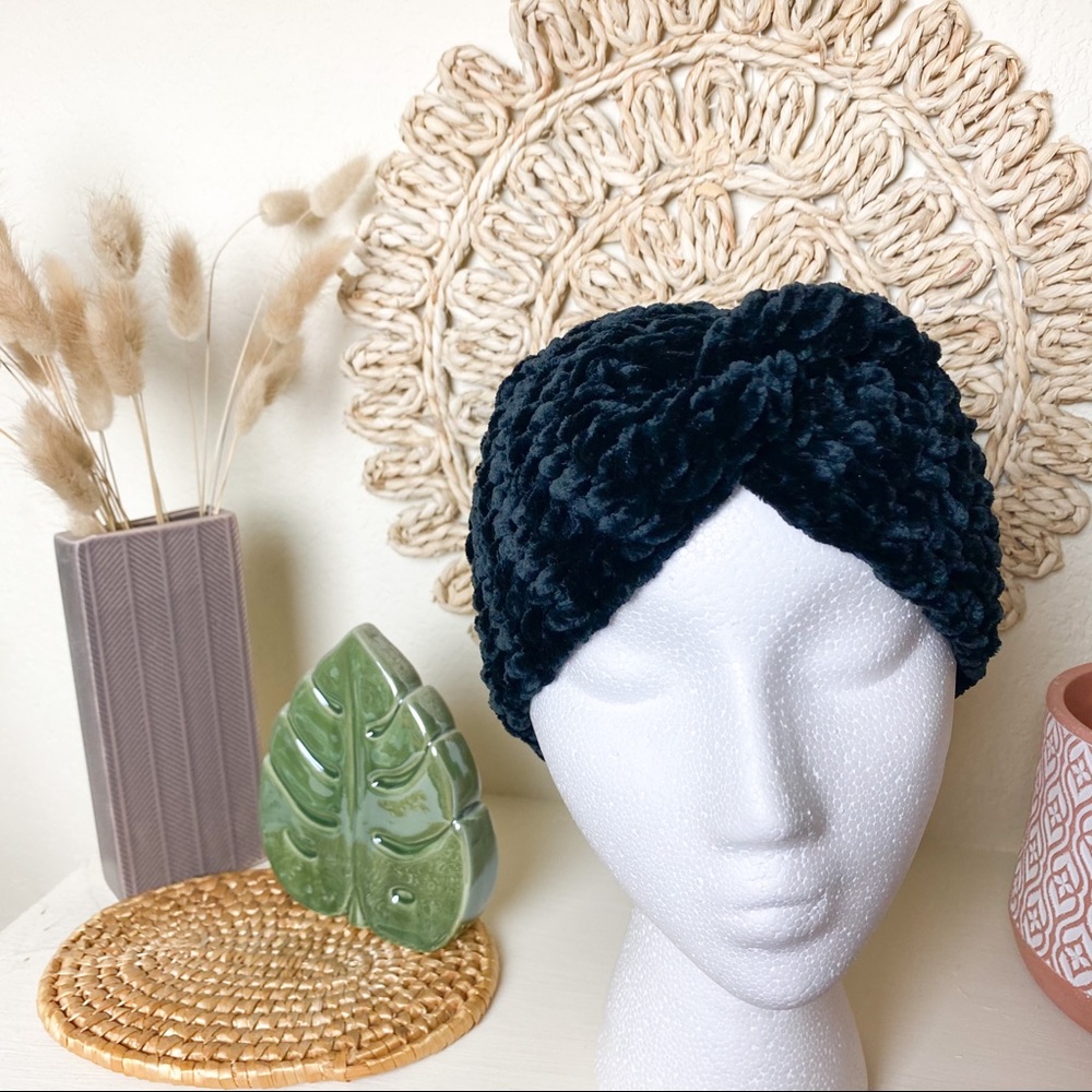 Black Velvet Headwrap Adult Earwarmer Handmade!